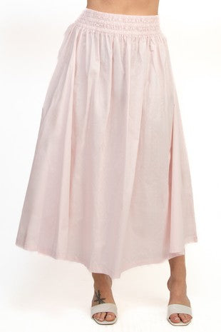 Black Elastic Smocked High-rise Maxi Skirtgg