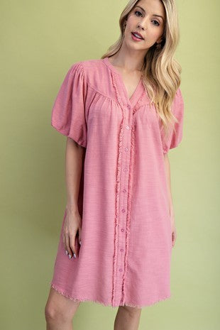 Button Down Mini Dress - Latte Color