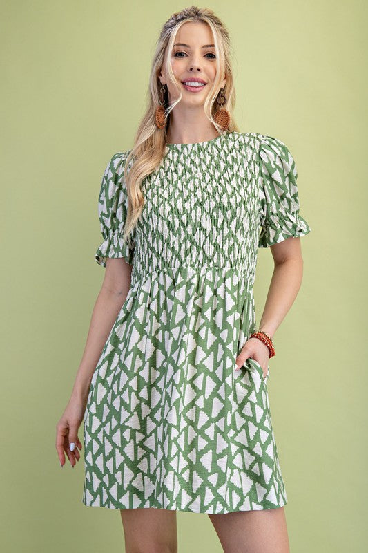 3/4 Length Sleeve Mini Dress