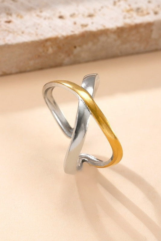 18k Stainless Steel Tarnish Free Two Tone Ring