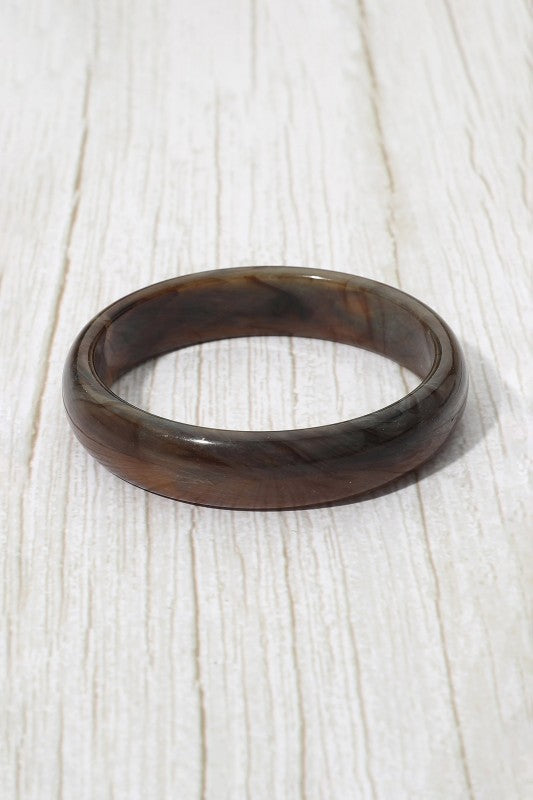Chunky Marbled Resin Round Bangle Bracelet