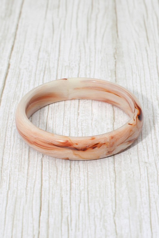 Chunky Marbled Resin Round Bangle Bracelet