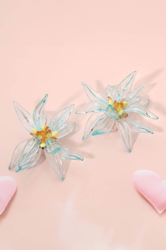 Bold Oversized Resin Flower Statement Earrings