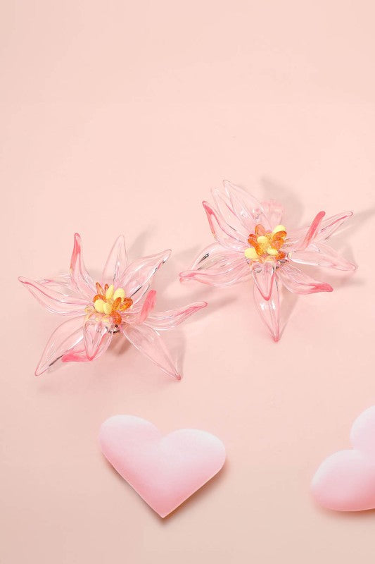 Bold Oversized Resin Flower Statement Earrings