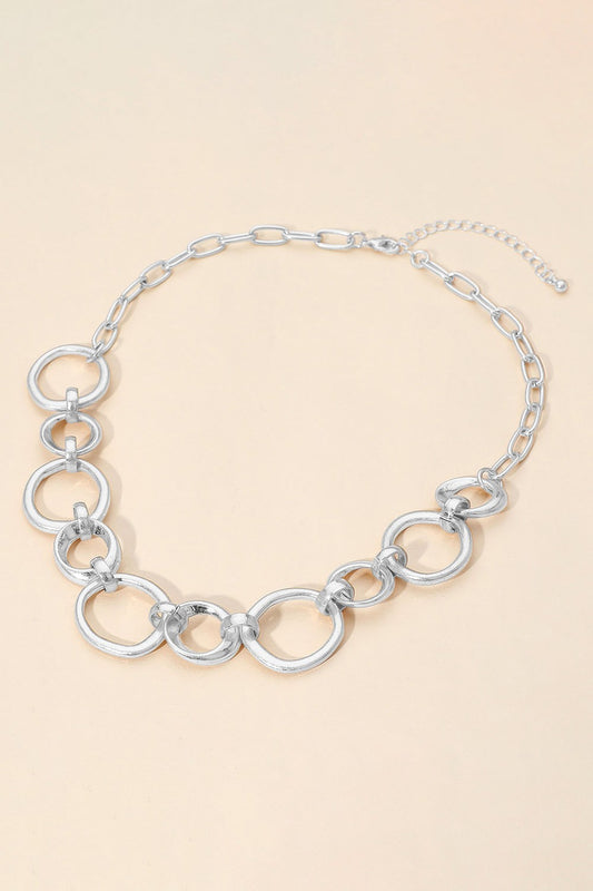 Brushed Metal Ring Link Necklace