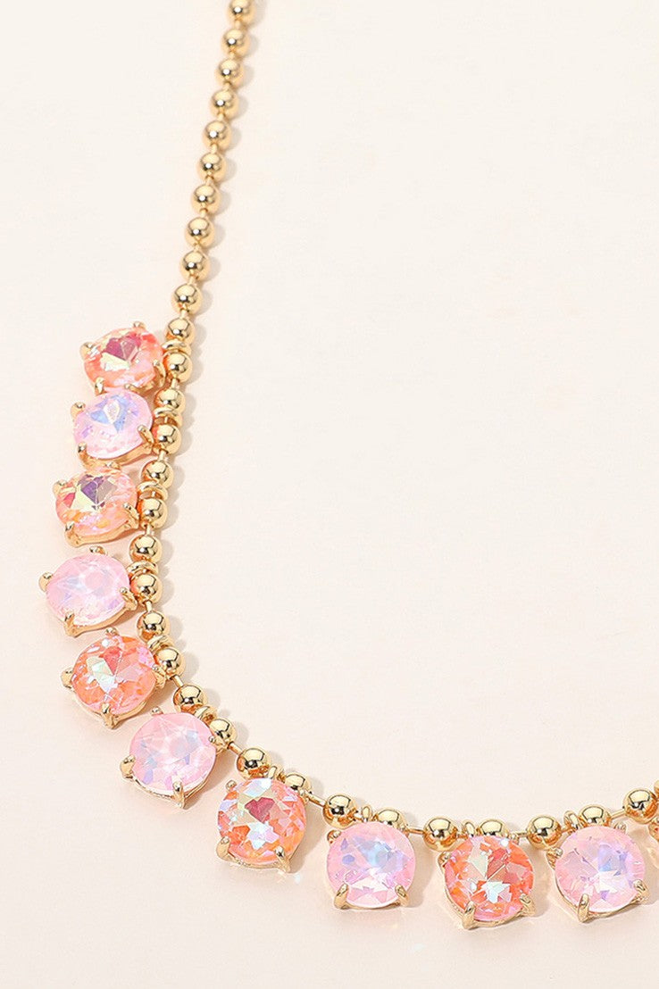 Cushion Round Stone Link Evening Necklace