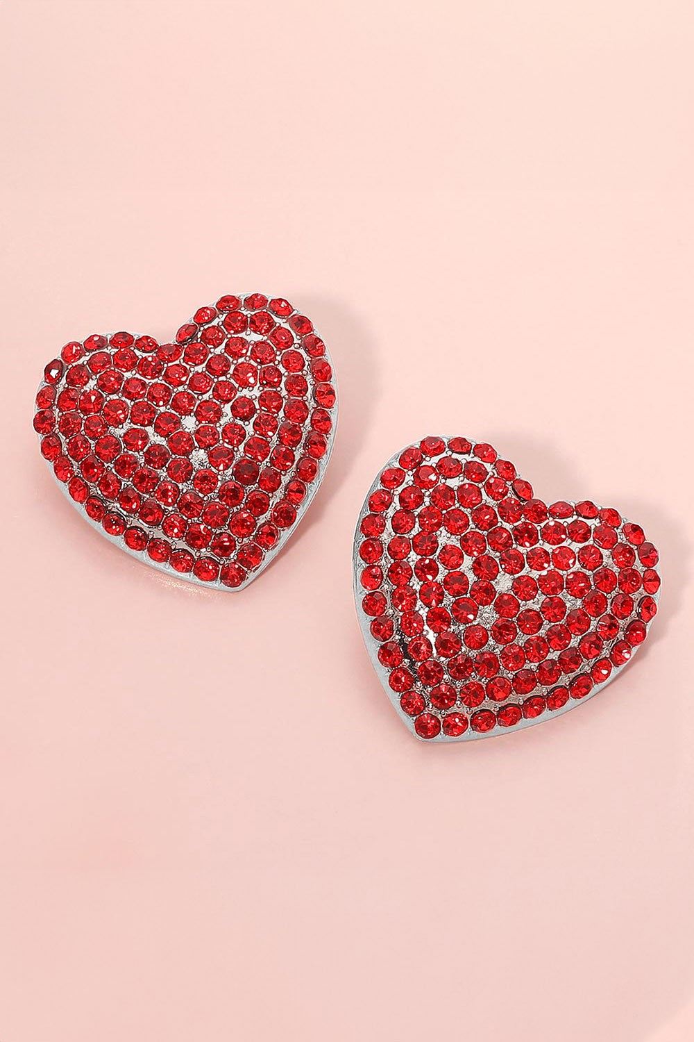 Bold Rhinestone Paved Heart Earrings