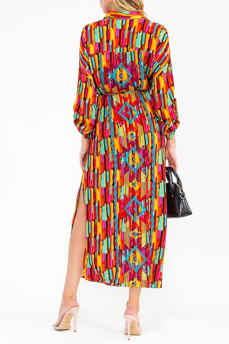 Vibrant  multi color button-up dress