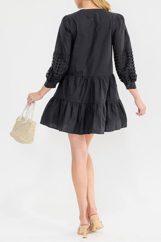 Button Up Front Pockets Detailed Mini Dress