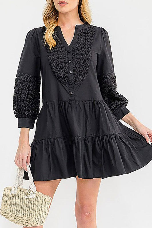Button Up Front Pockets Detailed Mini Dress