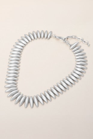 Bold Sleek Sculpted Rib Statement Collar Necklace