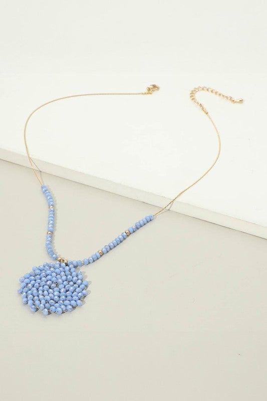 Round Beaded Pendant Statement Necklace