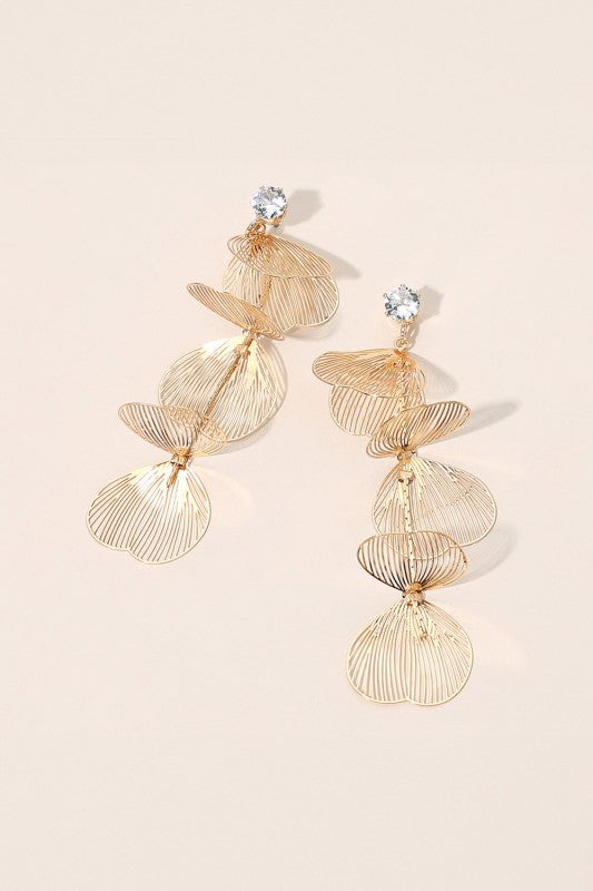 Multi Layered Sculpted Cutout Petal Drop Earrings