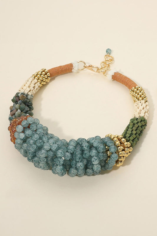 Bold Textured Bead Cluster Beaded Necklace