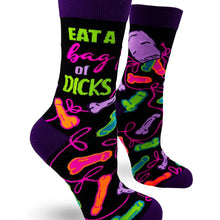 Load image into Gallery viewer, Eat A Bag of Dicks Sassy Women&#39;s Novelty Crew Socks
