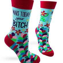 Load image into Gallery viewer, Make Today Your Bitch Ladies&#39; Novelty Crew Socks
