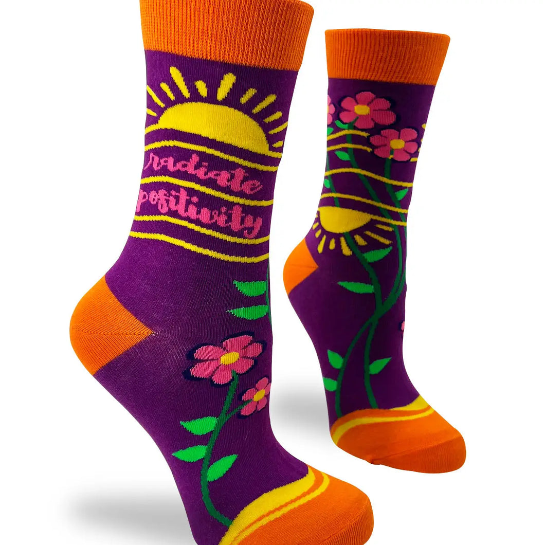 Radiate Positivity Ladies' Novelty Crew Socks
