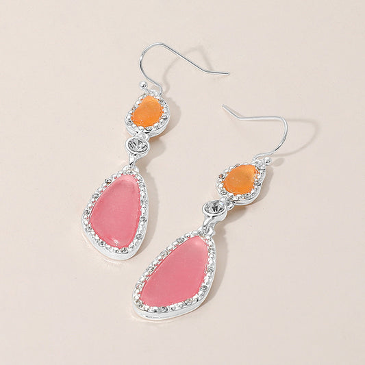Abstract Sea Glass Link Dropdown Dangle Earrings