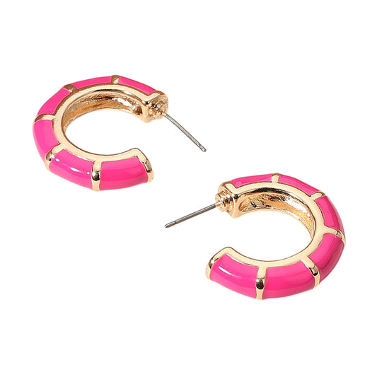 Enamel Bamboo Hoop Earrings