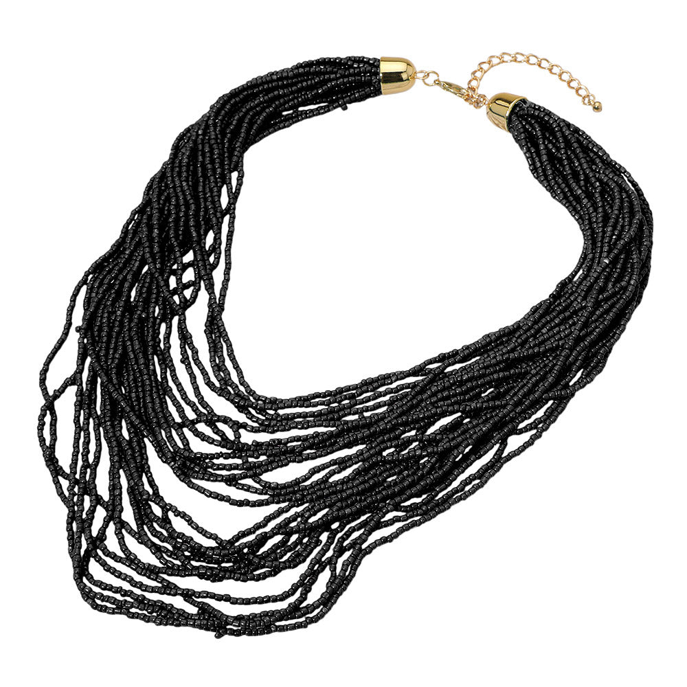Seed Beaded Multi Layered Strand Necklace