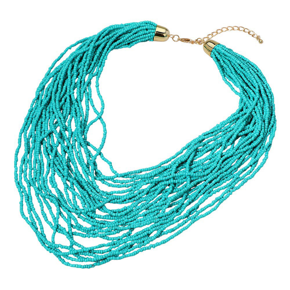 Seed Beaded Multi Layered Strand Necklace