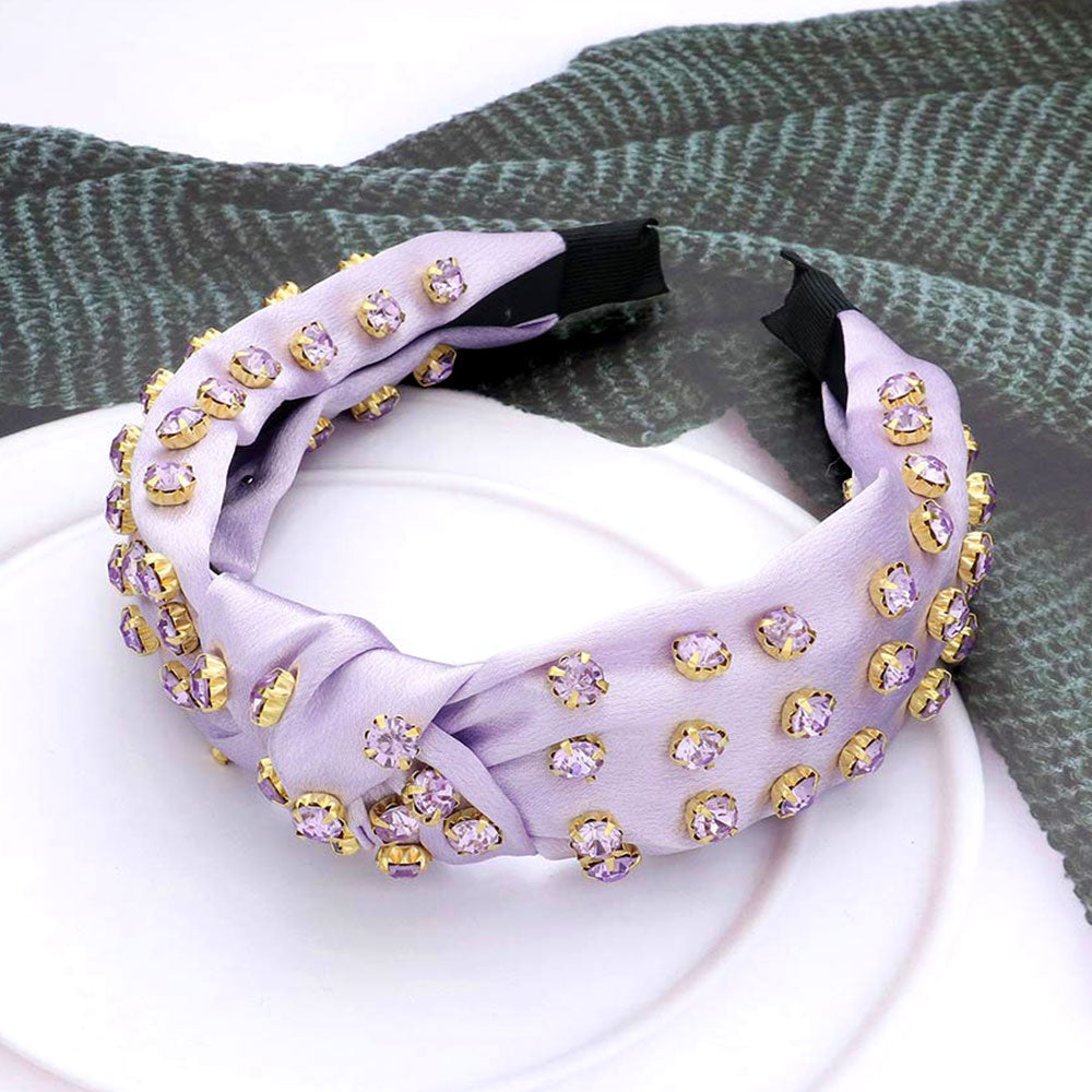 Glass Stone Cluster Decorated Knot Headband