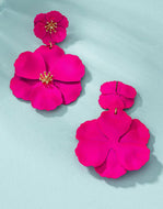 Colorful Flower Shaped Metal Drop Earrings