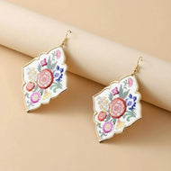 Flower Print Drop Earrings