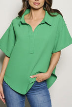 Load image into Gallery viewer, SHORT SLEEVE V-NECK TUNIC BLOUSE TOP
