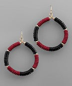Beaded Burgundy and Black Earrings