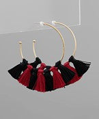 Burgundy and Black Tassel Earrings