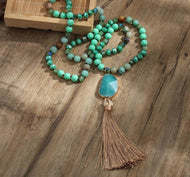 Bohemian Style Natural Stone & Glass Necklace