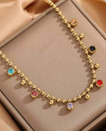 18K Gold Plated Stainless Steel Beaded Necklace