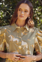 Load image into Gallery viewer, Horse Print Button-up Tiered Dress
