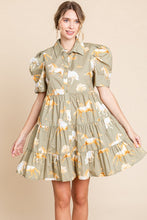 Load image into Gallery viewer, Horse Print Button-up Tiered Dress
