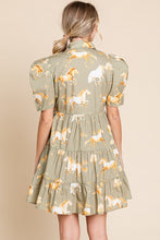 Load image into Gallery viewer, Horse Print Button-up Tiered Dress
