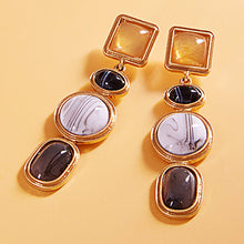 Load image into Gallery viewer, Abstract Natural Stone Cluster Link Dropdown Earrings
