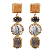 Load image into Gallery viewer, Abstract Natural Stone Cluster Link Dropdown Earrings
