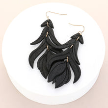 Load image into Gallery viewer, Wood Flower Leaf Link Dropdown Earrings
