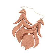 Load image into Gallery viewer, Wood Flower Leaf Link Dropdown Earrings
