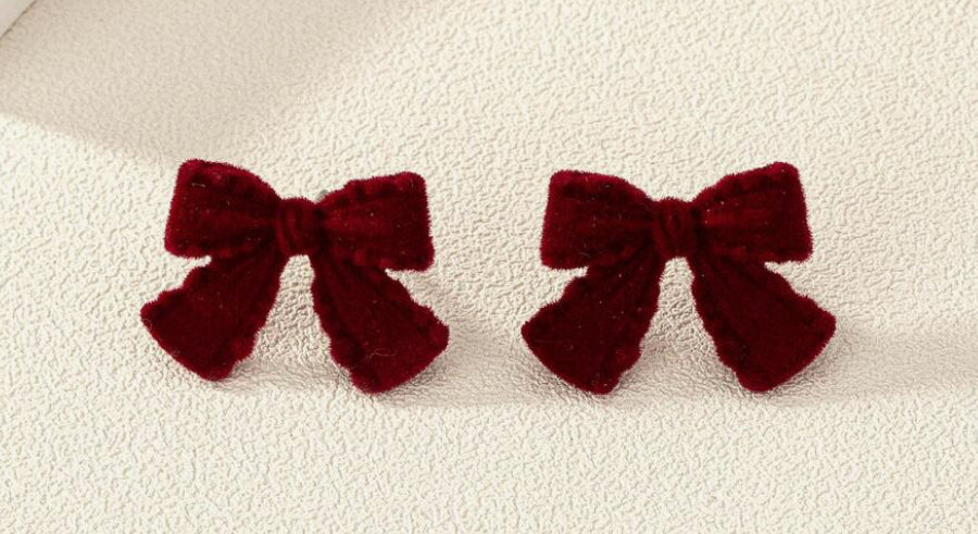 Burgundy Bow Earrings