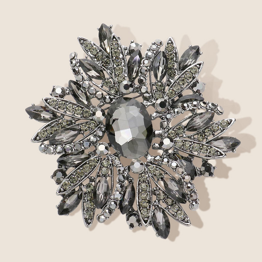 Glass Crystal Flower Brooch Pendant