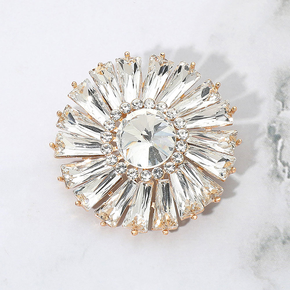 Radiant Gemstone Flower Pin Brooch