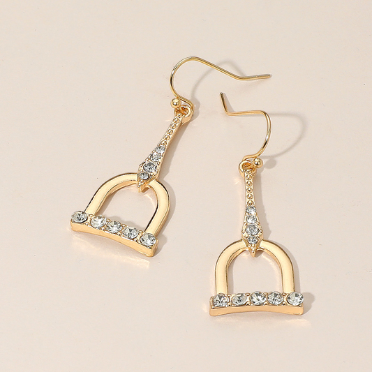 Rhinestone Paved Open Geometric Drop Dangle Earrings