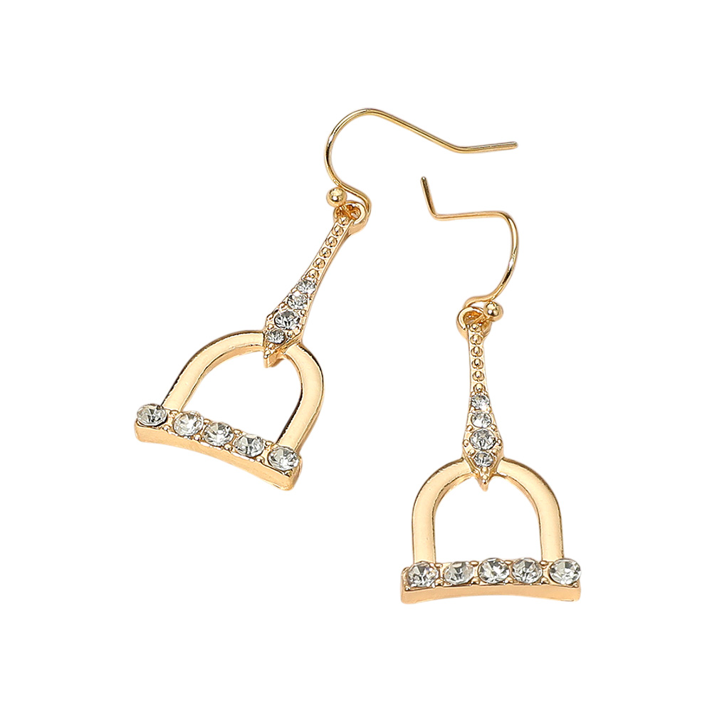 Rhinestone Paved Open Geometric Drop Dangle Earrings
