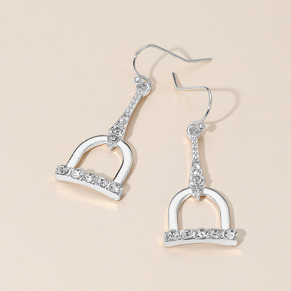 Rhinestone Paved Open Geometric Drop Dangle Earrings