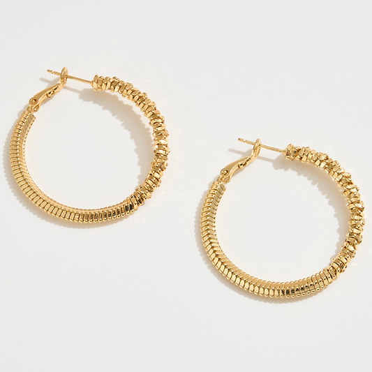 Gold Dipped Textured Hoop Earrings
