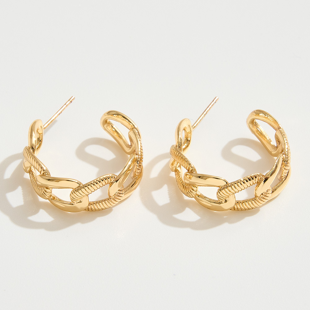 White Gold Dipped Chain Link Hoop Earrings