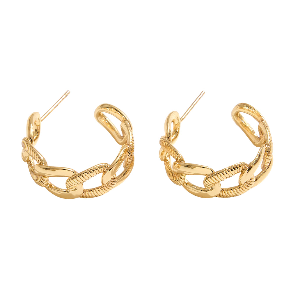White Gold Dipped Chain Link Hoop Earrings