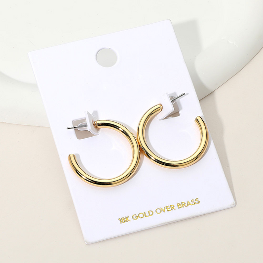18K Gold Over Brass Hoop Earrings